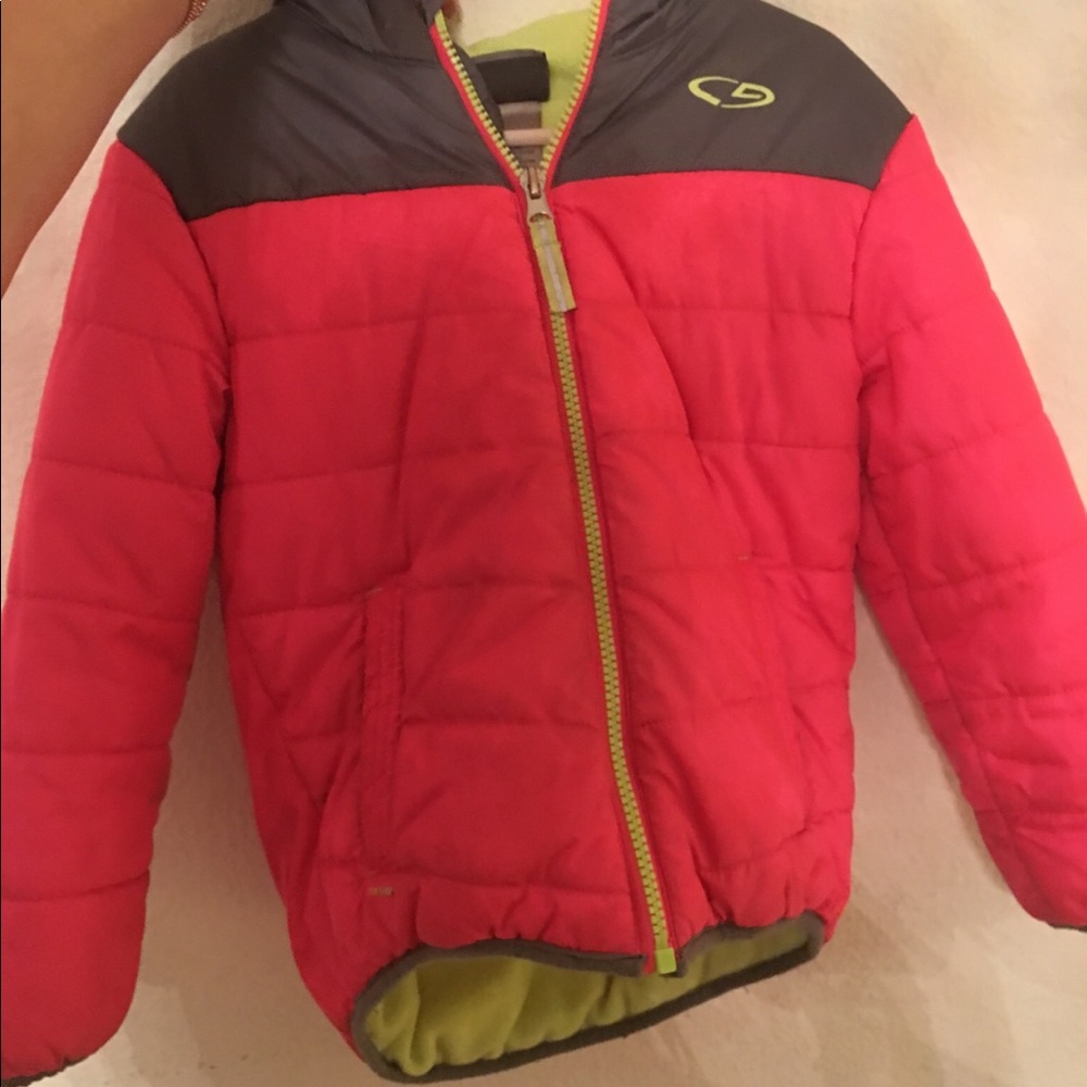 Grey Pink and Neon Green/Yellow Champion Fleece